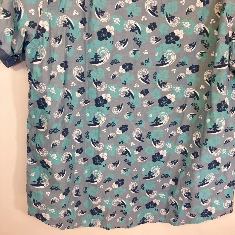 Mickey Mouse Surf Mens Disney Snap Short Sleeve Collared Shirt Sz XL - Picture 13 of 16